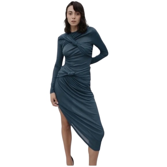 ZARA Collection Knotted Asymmetric Dress Size-L - Picture 3 of 13